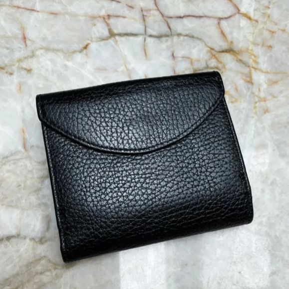 BALLY Black Pebbled Leather Bifold Snap Wallet Made In Italy Mens Women's Unisex - Picture 2 of 13